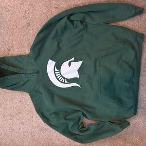 Green Hoodie with White Spartan Logo